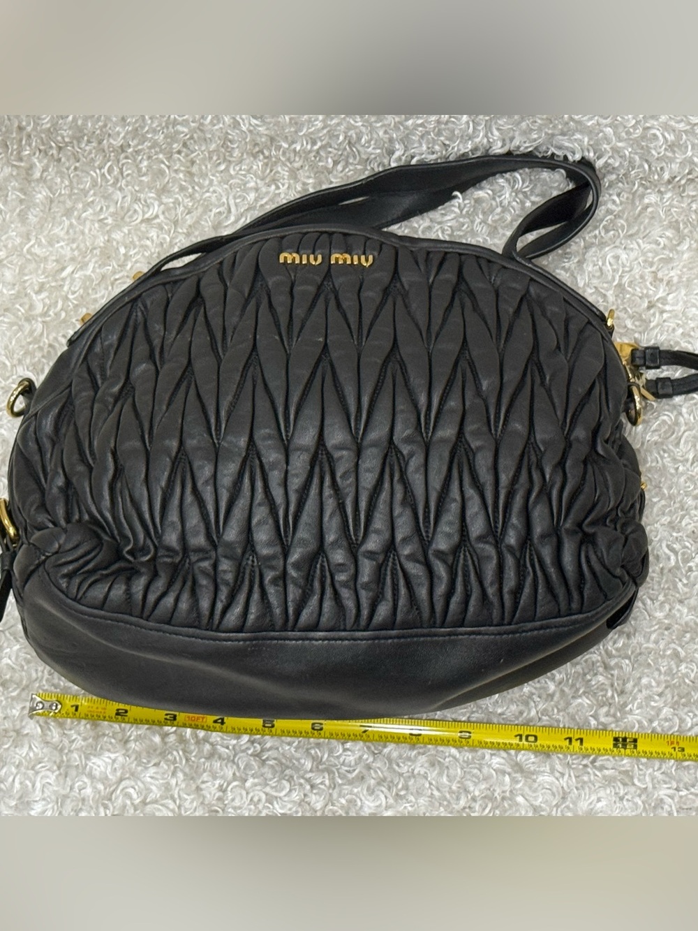 MIU MIU Matelasse Leather Handbag Shoulder Bag Black - Picture 10 of 16
